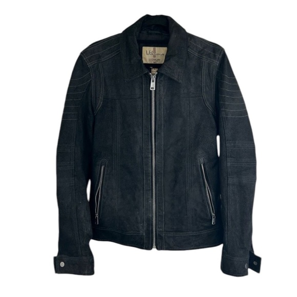 Wilsons Leather Jackets & Blazers - Vintage Wilson Jacket size small Black Motorcycle Suede Genuine Leather Zip up
